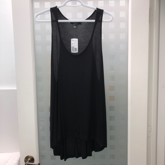 Forever 21 Tops - FOREVER 21 Scoop Neck + Side Sheer Knit Bi-Level Tank Top Black, Size L, NWT!